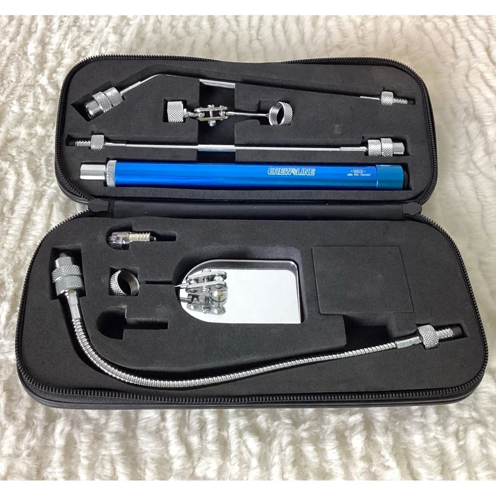 CREWLINE 8-Piece Metal Inspection Tool Light Kit in Zippered Case Unused VTG